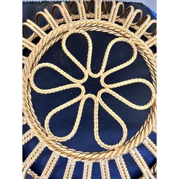 Metal Wire Round Bread Basket Twisted Gold Tone Heavy New 9-1/2" Decor Bowl - Picture 7 of 8